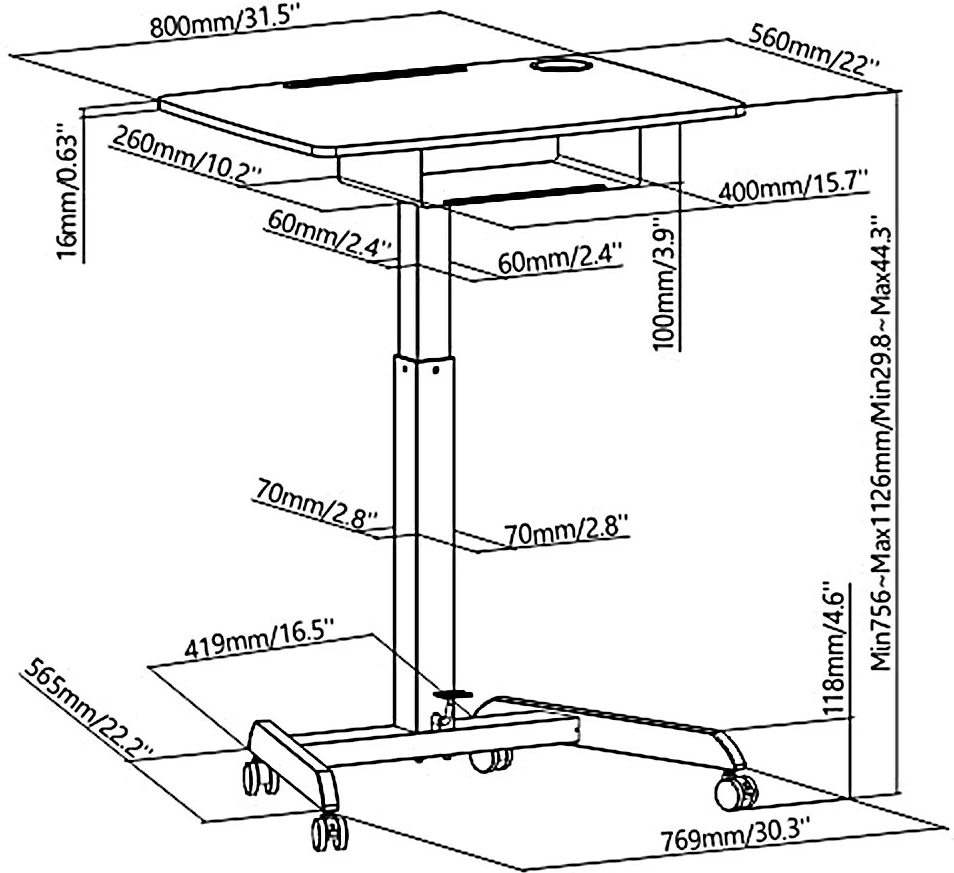 Tavolinë laptopi Maclean MC-903W me rregullim lartësie, e bardhë