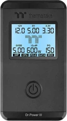 Tester furnizuesi Thermaltake Dr. Power III, LCD, për ATX, i zi