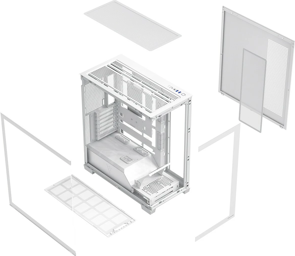 Kasë MODECOM VOLCANO STELLAR PLUS AT-STELLAR-PLUS-NF-0000-20 Midi Tower ATX ARGB Tempered Glass USB-C e bardhë