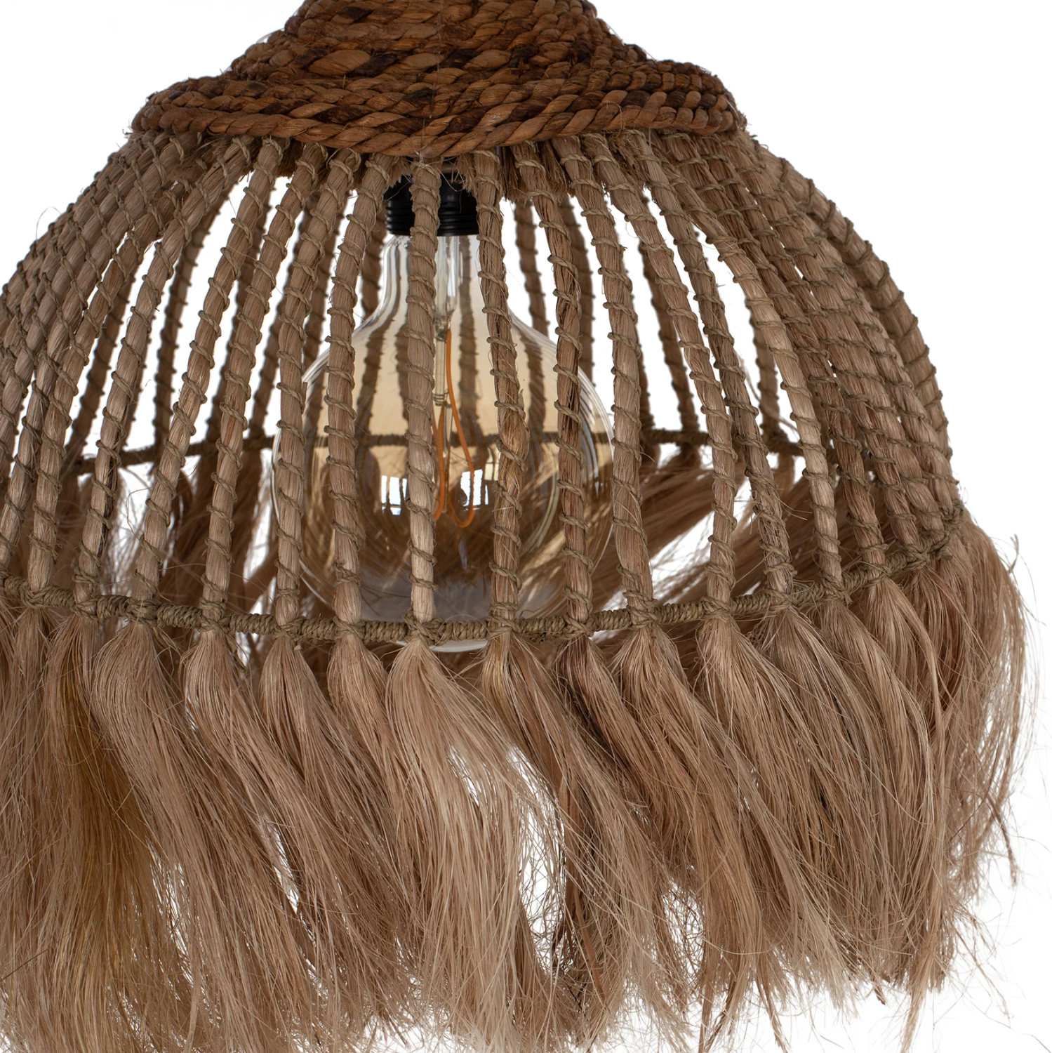 Llambë varëse tavani prej kërpi Manila me thekë, ngjyrë natyrale, 36x36x45H cm, FH7751