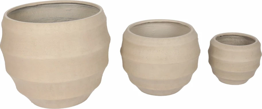 Set vazo FLORRA, 3 copë, ngjyrë bezhë, 54.3x54.3x47.5cm, MgO