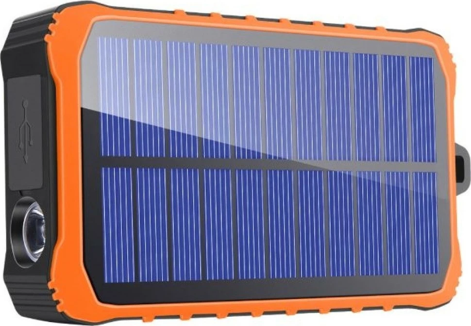 Powerbank solar me manivelë 4smarts Proper Solar KAT07306 12000 mAh 2x USB-A hyrje USB-C gri/portokalli