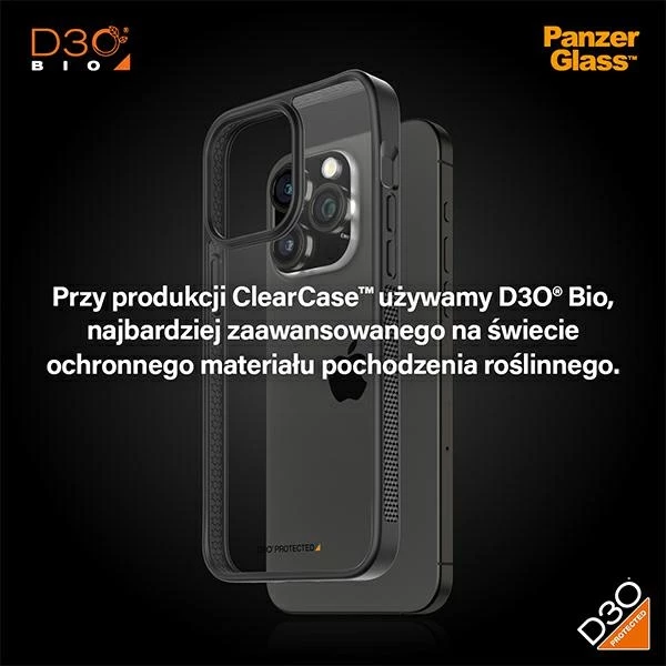 Mbështjellës PanzerGlass ClearCase për iPhone 15 Pro Max, D3O, Transparent dhe i zi