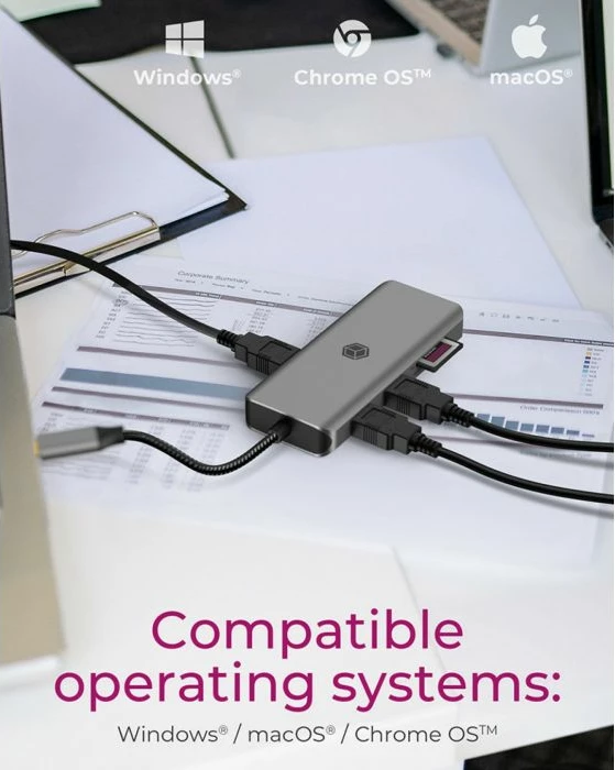 Stacion dokimi USB-C 9-në-1 ICYBOX IB-DK4012-CPD, Power Delivery 100W, 2x HDMI, Gigabit LAN, SD/microSD, antracit/zi