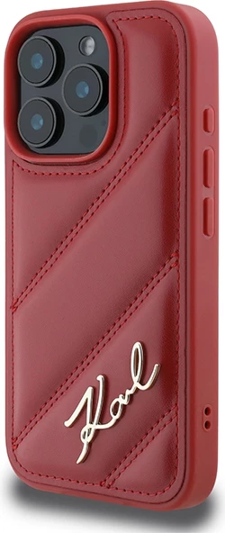 Mbështjellës Karl Lagerfeld Quilted Signature për iPhone 16 Pro, Kuq
