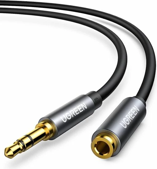 Kabllo zgjatëse AUX 3.5mm UGREEN 10592, 1m, 3-pol (TRS) male-female, e zezë/gri