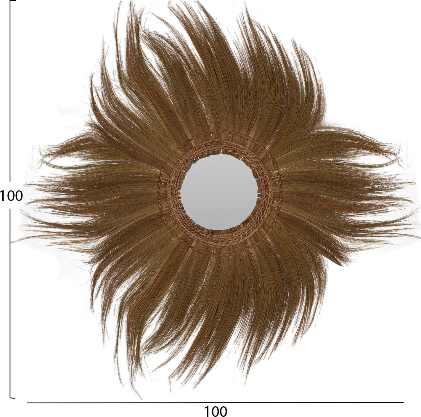 Pasqyrë e rrumbullakët me kornizë nga lëvorja e bananes, ngjyrë natyrale, 100x4x100 cm, FH7735
