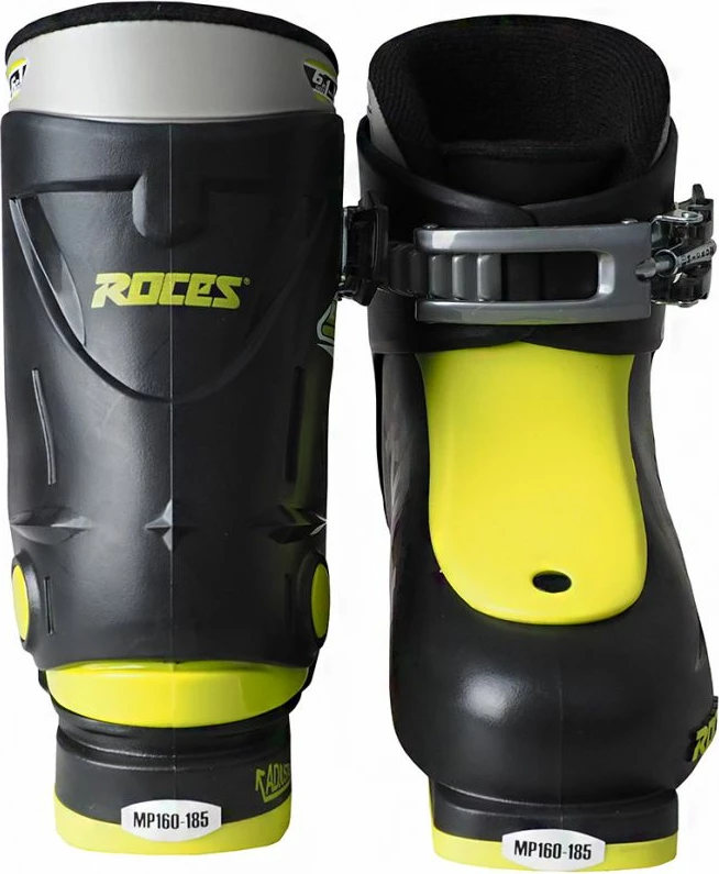 Çizme për ski për fëmijë Roces, të zeza me detaje limoni