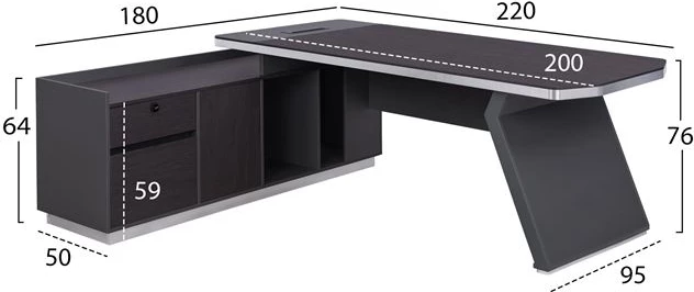 Tavolinë profesionale për zyre, këndore majtas, ngjyrë trëndafili, FH2084L, 220x180x76 cm