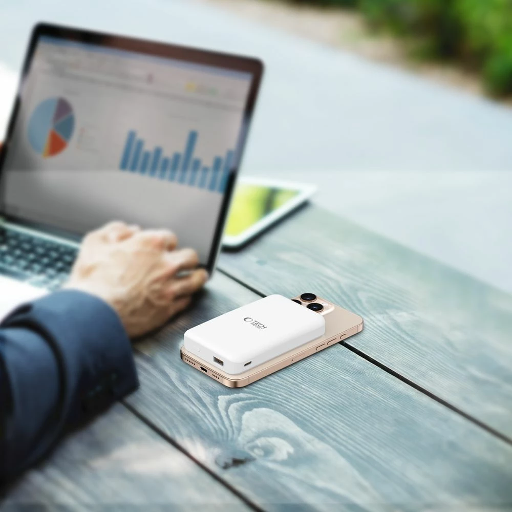 Powerbank Tech-Protect PB24 LifeMag QI2 MagSafe 10000 mAh, Bardhë