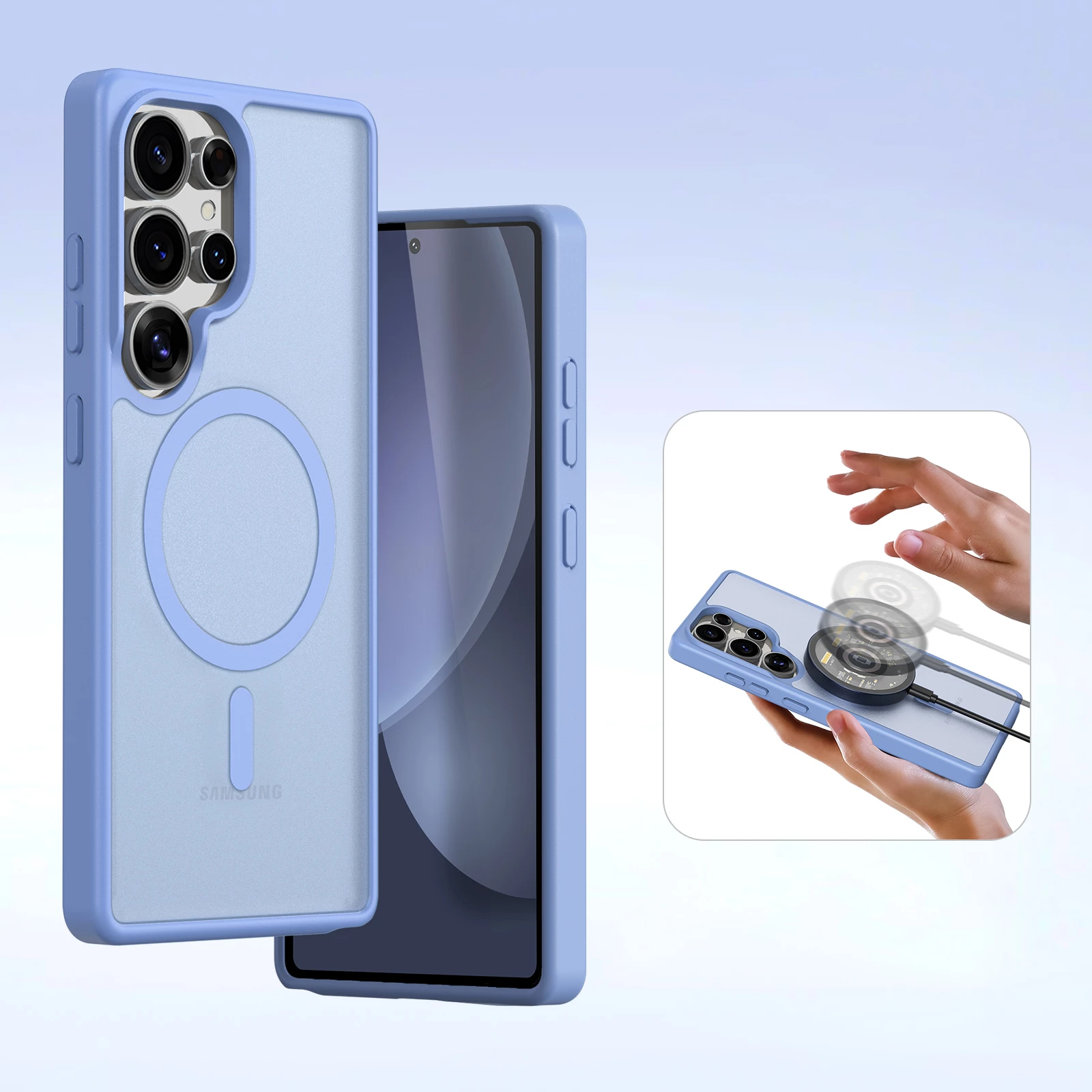 Mbështjellës Dux Ducis Lawa për Samsung Galaxy S25 Ultra, lëkurë, me portofol magnetik të ndashëm, kaltër