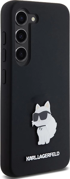 Mbështjellës Karl Lagerfeld Silicone Choupette Metal Pin për Samsung Galaxy S24, i zi