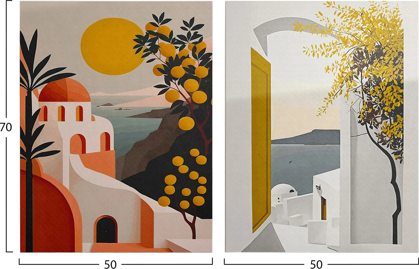 Pikturë muri set 2 copë, seri GOBI, kanavacë e printuar, 50x3x70cm (x2)