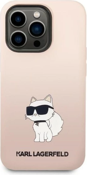 Mbështjellës Karl Lagerfeld KLHCP14LSNCHBCP për iPhone 14 Pro 6.1", silikon, rozë