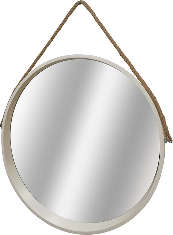 Pasqyrë Ringo, murale, ngjyrë e bardhë, MDF, litar, 60x7.5x60cm