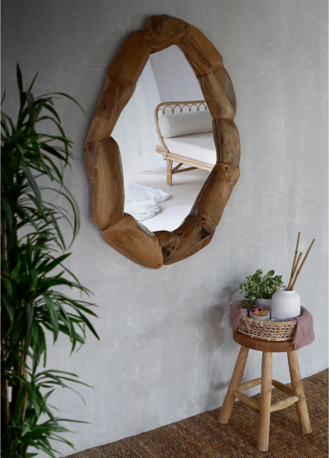 Pasqyrë FH9359 dru tik ngjyrë natyrale 100x70H