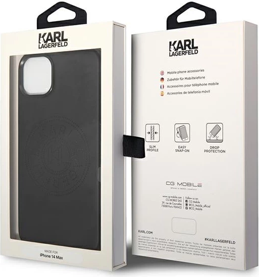 Mbështjellës Karl Lagerfeld KLHCP14MFWHK për iPhone 14 Plus 6.7", lëkurë ekologjike, i zi