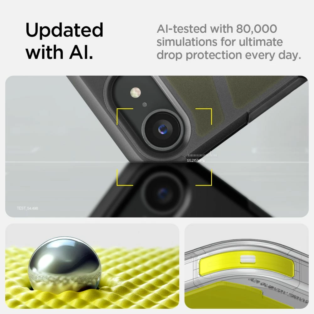 Mbështjellës Spigen Tough Armor MagSafe për iPhone 16e, Gri/Transparent