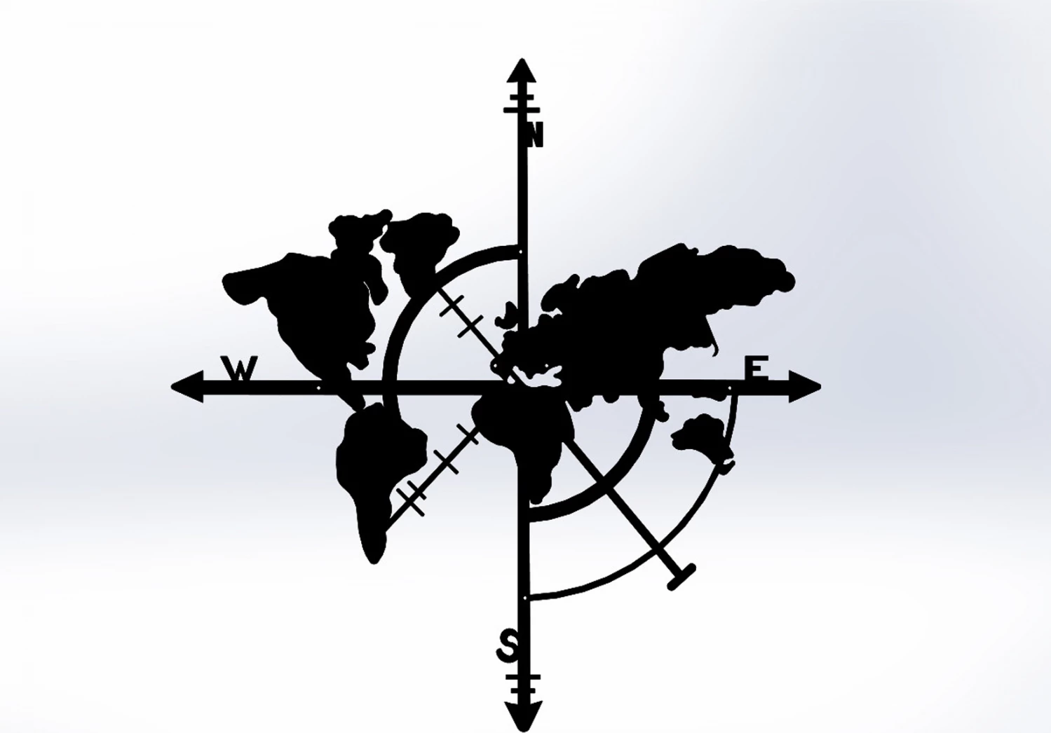 Dekor muri metalik hartë bote, ngjyrë e zezë, FH7214, 48x50 cm