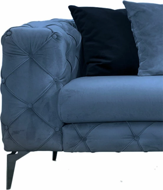 Divan treshe Chesterfield, ngjyrë e kaltër e çelët, PWF-0579, 237x90x73 cm