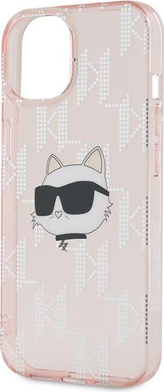 Mbështjellës Karl Lagerfeld IML Choupette Head & Monogram për iPhone 14/15/13, Rozë