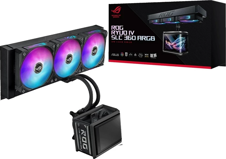 Kasë ftohëse uji ASUS ROG Ryuo IV SLC 360 ARGB, 3 ventilatorë 12 cm, e zezë