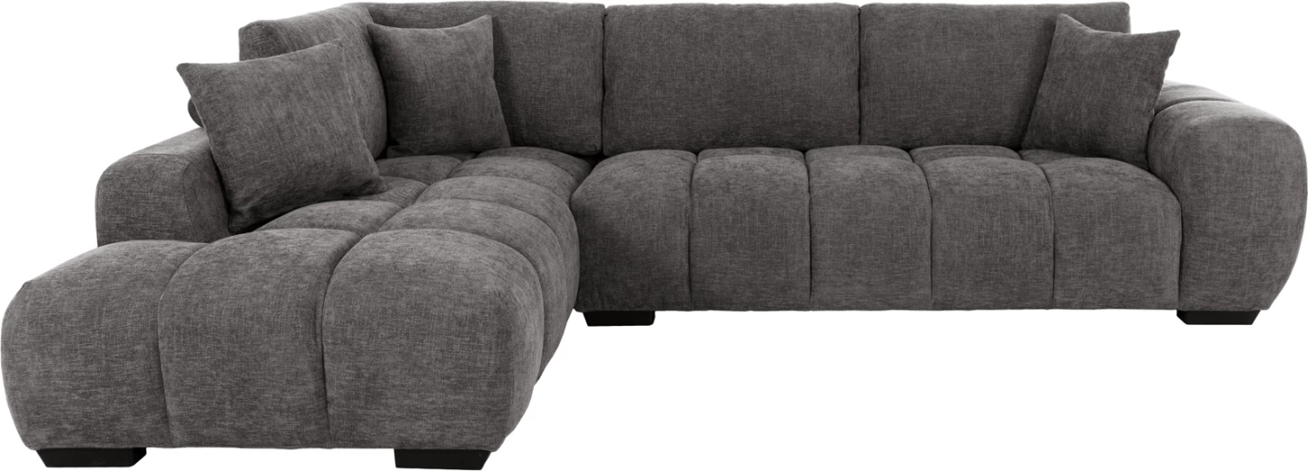 Këndi i divanit (majtas) COVEN FH3266.03L, pëlhurë gri e errët, 298x102-208x85H cm