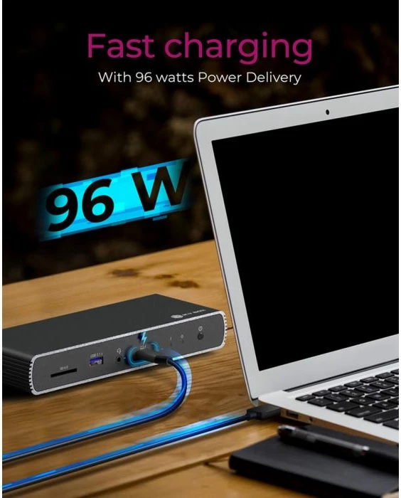 Docking station ICYBOX IB-DK8801-TB4 Thunderbolt 4, 40Gbps, PD deri 96W, 1x8K ose 2x4K, Ethernet, gri/argjend
