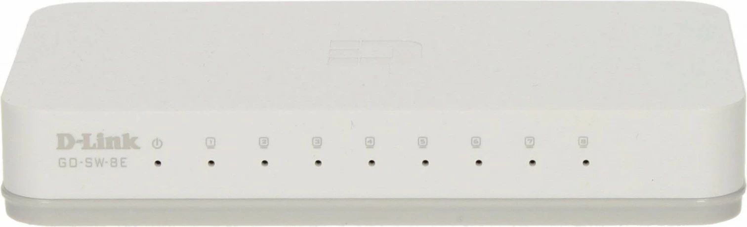 Switch D-Link GO-SW-8E/E 8 porta 10/100 Fast Ethernet i pa-menaxhuar desktop pa ventilator, i bardhë