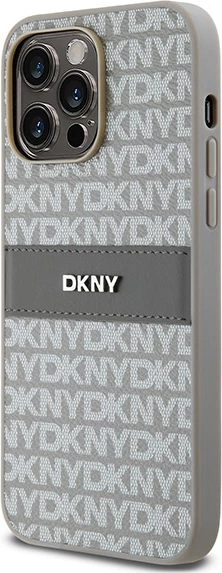 Mbështjellës DKNY Mono Stripe & Metal Logo për iPhone 14 Pro Max, Bezhe