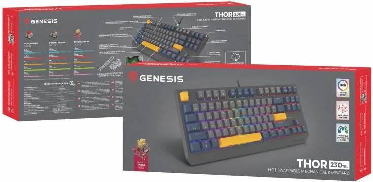Tastierë gaming Genesis Thor 230 TKL, e kaltër