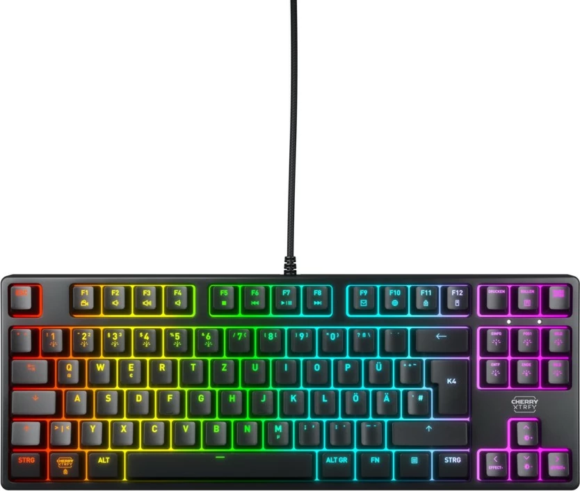 Tastierë mekanike Cherry K4V2 RGB, Tenkeyless, QWERTZ, e zezë