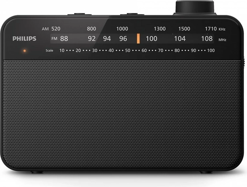 Radio portativ AM/FM Philips TAR2509/10, akordim analog, altoparlant 3.5", energji rrymë & bateri, dalje për kufje, e zezë