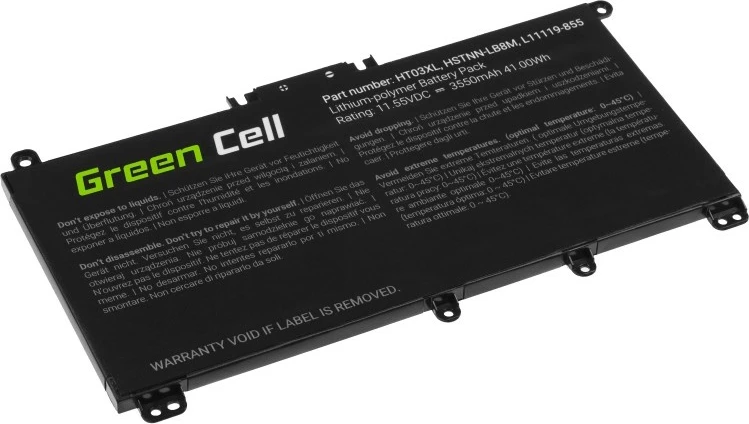 Bateri për laptop Green Cell HP163, Li-poly, 3550 mAh, 11.55V, për HP 14/15/17/Pavilion, e zezë