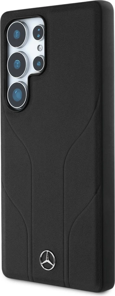 Mbështjellës Mercedes Leather Debossed Lines MagSafe për Samsung Galaxy S25 Ultra, i zi