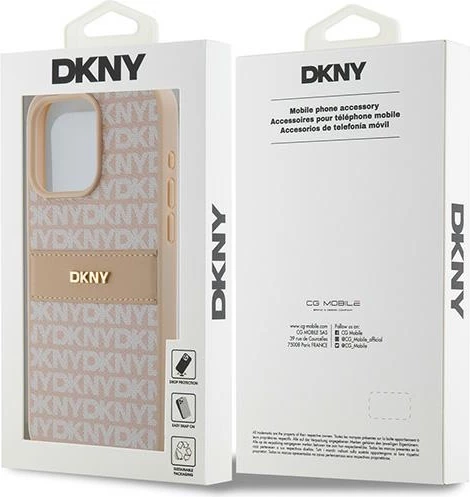 Mbështjellës DKNY Mono Stripe & Metal Logo për iPhone 15 Pro Max, Rozë