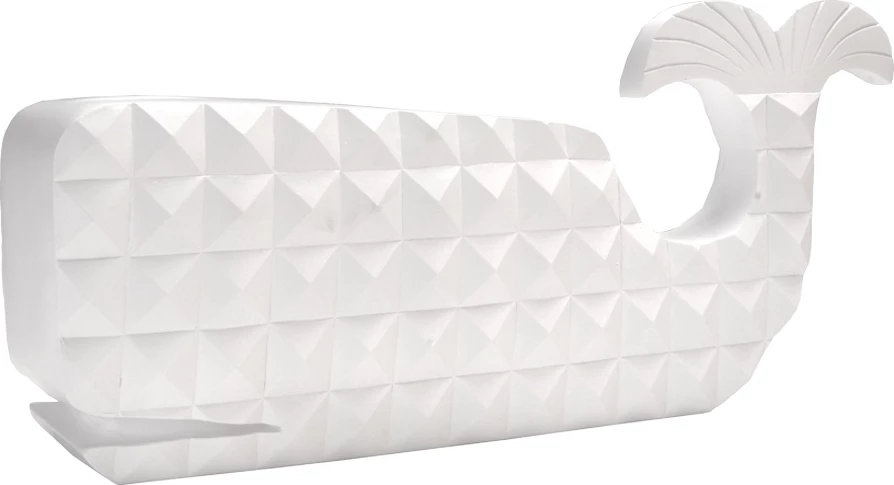 Dekor peshk PISTRIS, polirezine, i bardhë, 40x11x18 cm