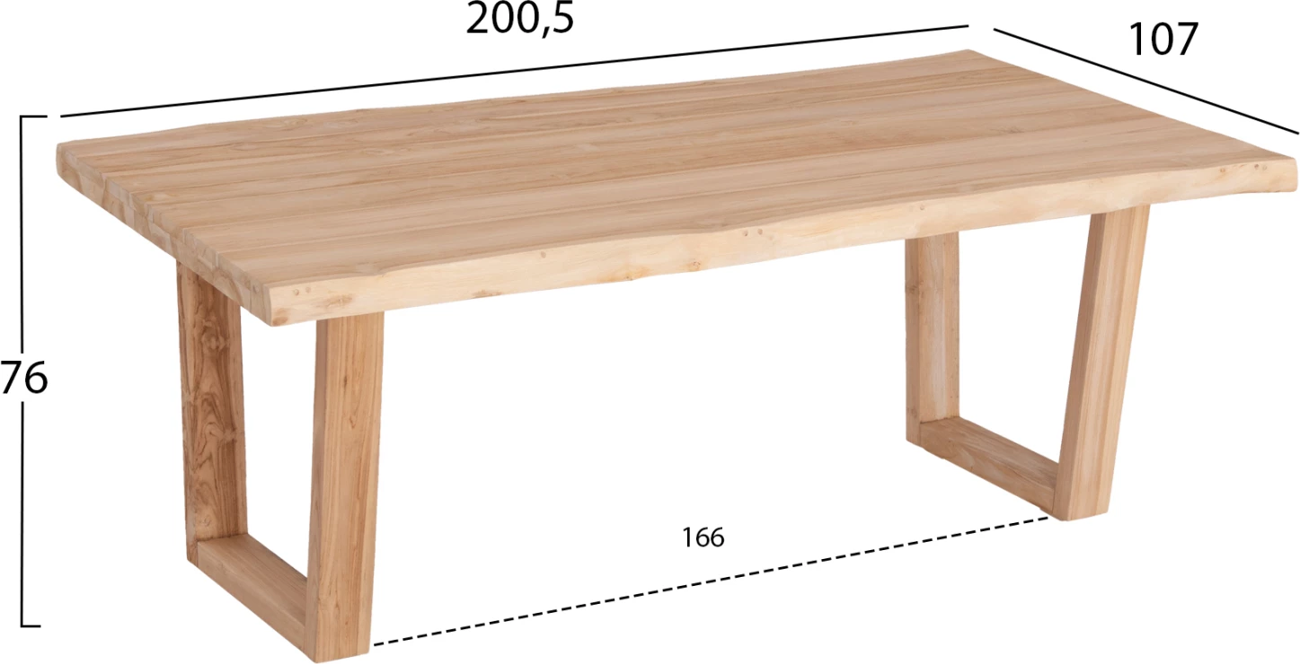 Tavolinë për ngrënie LEOPOLD FH9933.02 dru TEAK i fortë-ngjyrë natyrale e lehtë 200,5x107x76Hcm.