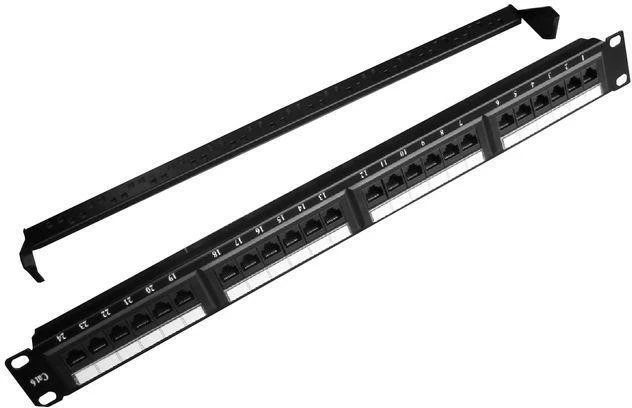 Patch panel Gembird NPP-C624CM-001, 24 porta, 1U, 19", CAT 6, e zezë