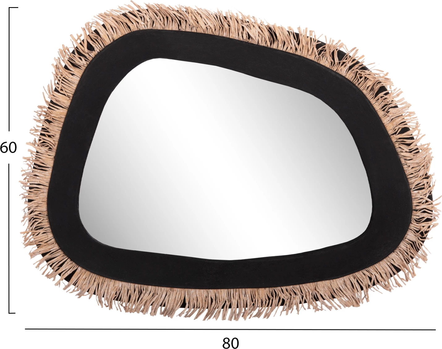 Pasqyrë muri seri Santorini FH4530 MDF, ngjyrë e zezë, dekor bezhë, 80x1.8x60H cm.