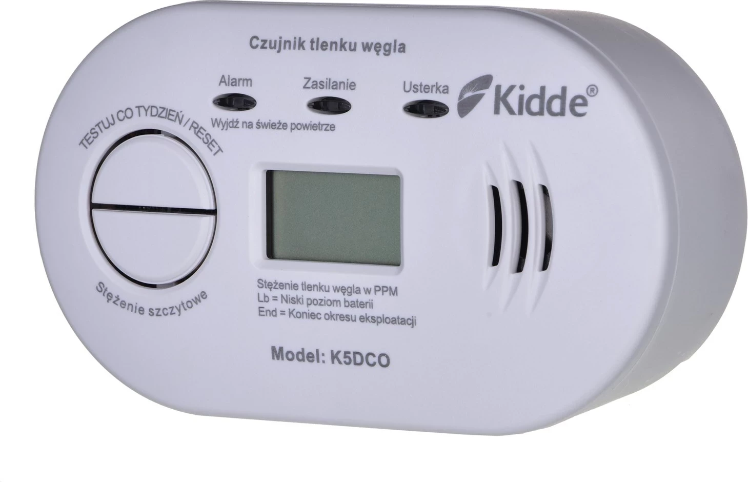 Detektor Kidde K5DCO për monoksid karboni, i bardhë
