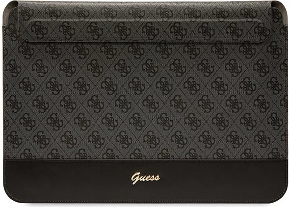 Mbështjellës laptopi Guess 4G Stripe Metal Logo, deri 14", Eco-leather, i zi