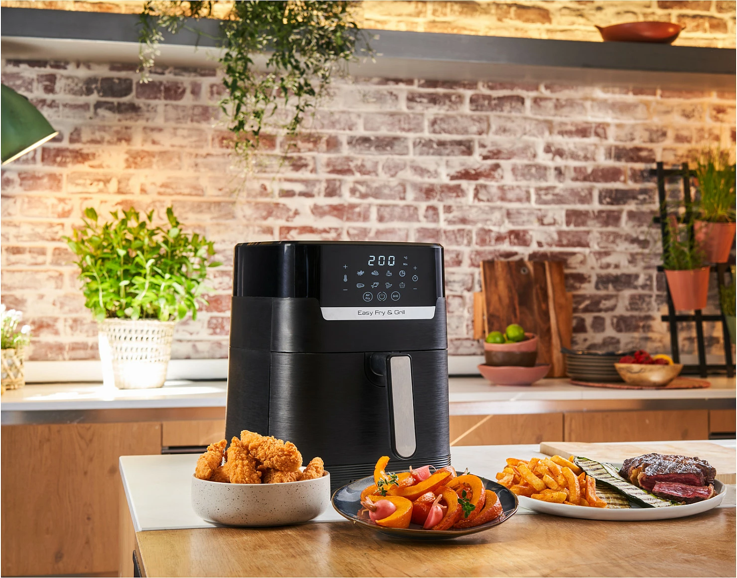 Fritezë me ajër të nxehtë Tefal Easy Fry & Grill EY5058, 4.2 L, e zezë