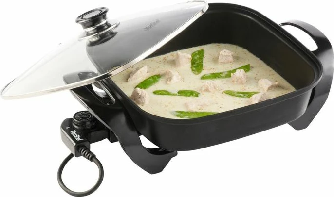 tigan elektrik VonShef 2007089 1500W 30x30cm katror, zi, me adaptor UK/EU