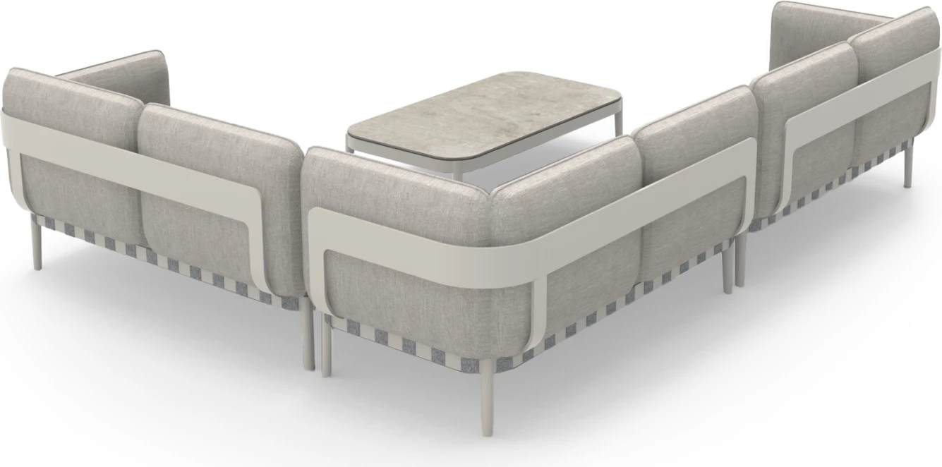 Set lounge për jashtë, 4 pjesë, PEGASUS CD6199.02, alumin i bardhë krem, litar P.E. bezhë & material OLEFIN