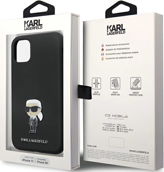 Mbështjellës Karl Lagerfeld KLHCN61SMHKNPK për iPhone 11/XR, silikon, i zi