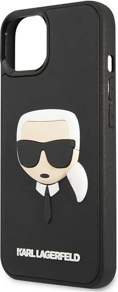 Mbështjellës Karl Lagerfeld KLHCP14MKH3DBK për iPhone 14 Plus 6.7", i zi, hardcase 3D Rubber Karl's Head