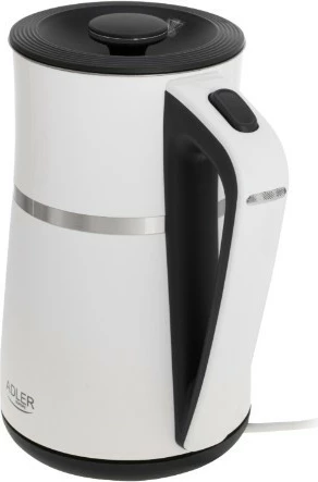 Çajnik elektrik, Adler, AD1355W, 1.7 L, 2200 W, mure të dyfishta, çelik inox brenda, bazë 360°, bardhë-e zezë