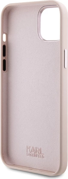 Mbështjellës Karl Lagerfeld Silicone Choupette Metal Pin për iPhone 15 Plus / 14 Plus, Rozë
