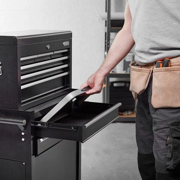 stol shkalle i palosshëm VONHAUS 3500099, çelik, platformë 37×26 cm, 46×32×17 cm, gri/zezë